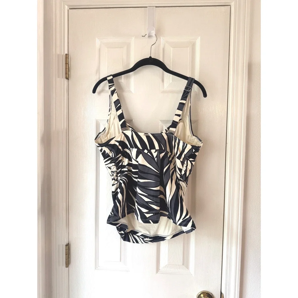 Anne Cole Plus Size 16W Tropical Leaf Print One Piece‎ Swimsuit Tummy Control